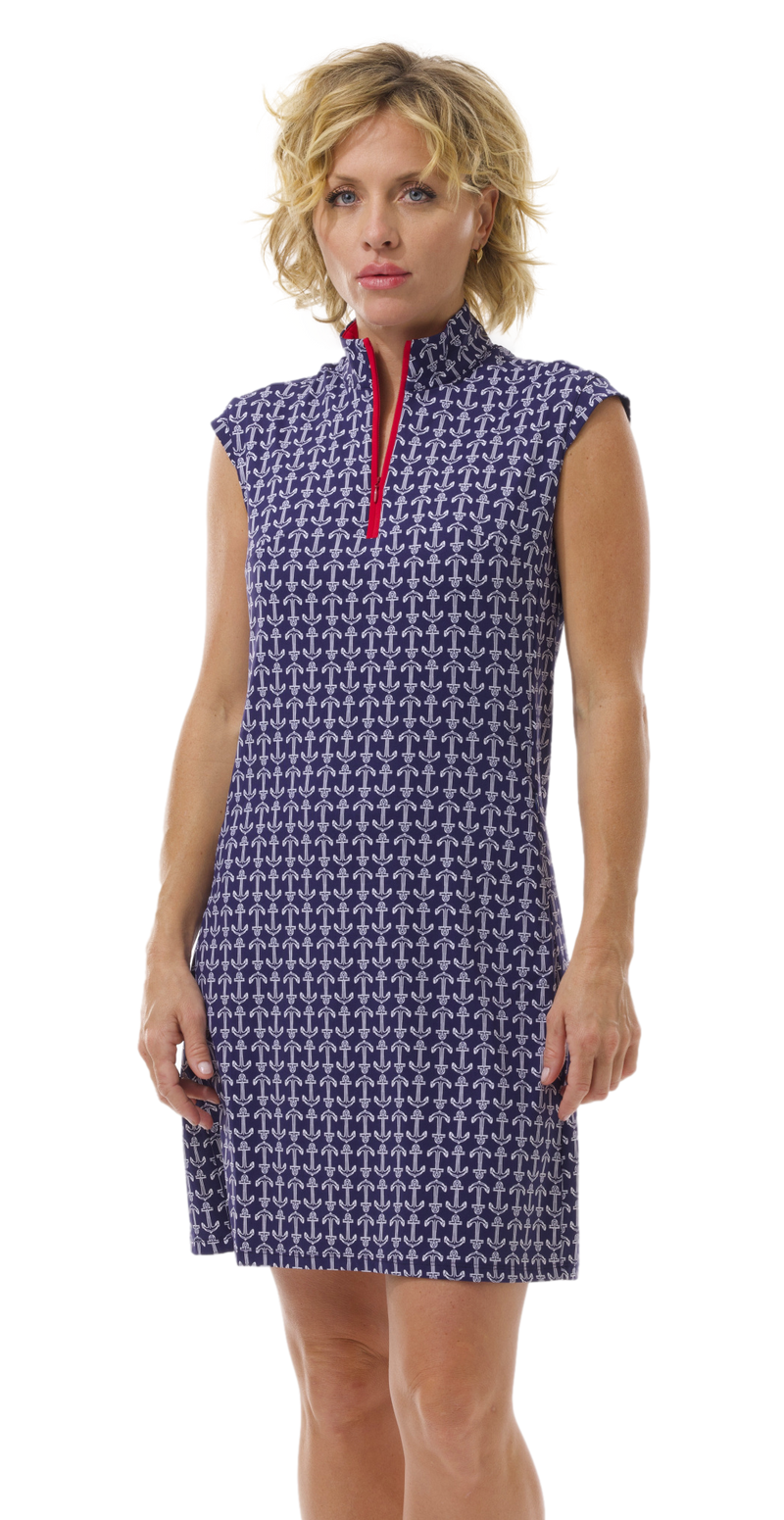 SanSoleil: Ladies UPF 50 SolStyle Cool ICE Sleeveless Zip Mock Dress - 900722I