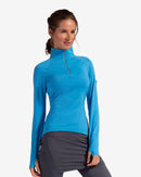 BloqUV: Women's UPF 50 Mock Zip Top (3001) - Ocean Blue Clothing