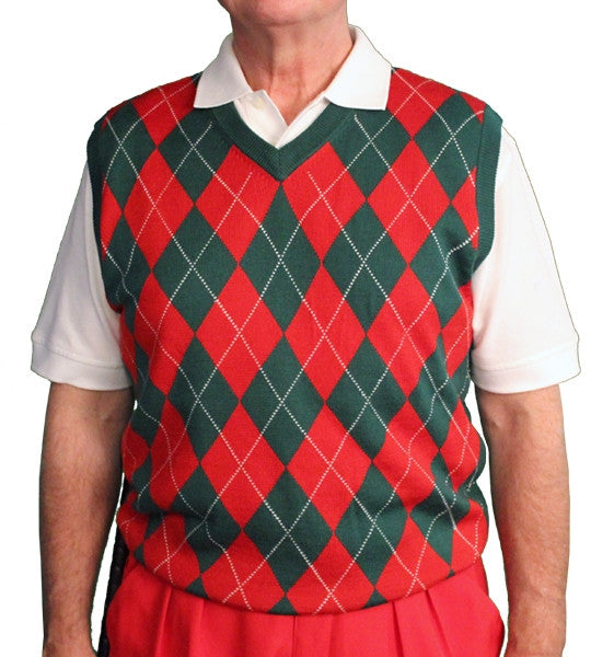 Dark Green/Red Argyle Sweater Vest