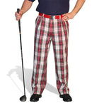 Golf Knickers: Mens 'Par 5' Cotton/Ramie Plaid Golf Trousers - Black Stewart Clothing