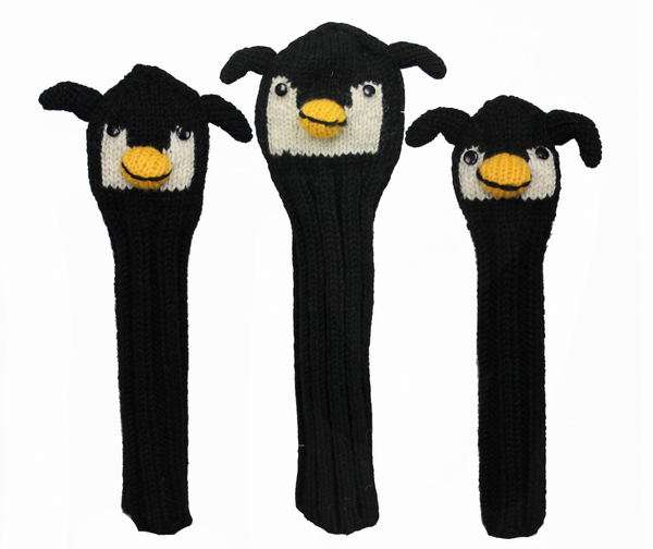 Sunfish: Hand-Knit Wool Penguin Headcover Set (Driver, Fairway & Hybrid) SALE