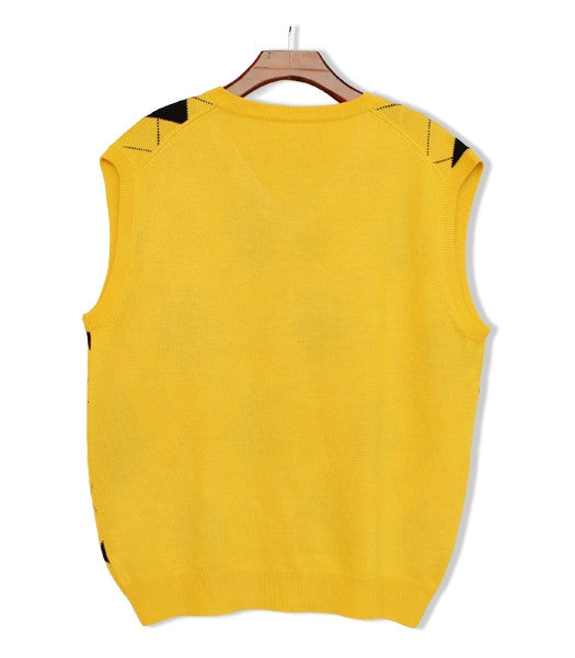 Golf Knickers: Men's Argyle Sweater Vest & Socks Signature Series - Yellow / Black