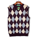 Golf Knickers: Men's Argyle Sweater Vest - Purple/Lt Blue/White Clothing