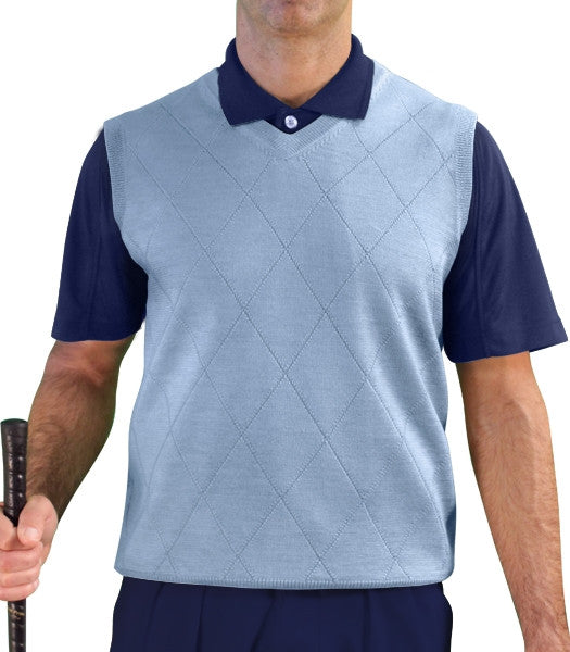 Golf Knickers: Men's Solid Sweater Vest - Light Blue