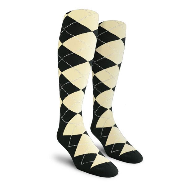 Over Calf Argyle Socks Black Natural