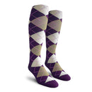 Golf Knickers: Men's Over-The-Calf Argyle Socks - Purple/Taupe/White Socks