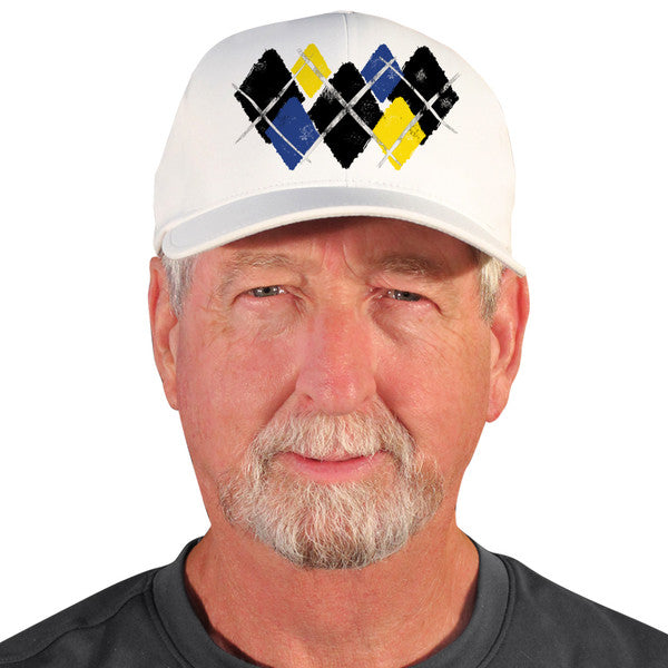 Golf Knickers: Mens 'Active Series' Argyle Paradise Ball Cap - Black/Royal/Yellow