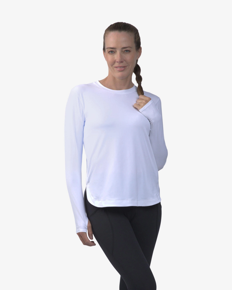 BloqUV: Women's UPF 50 Relaxed Scalloped Top (2015) - White