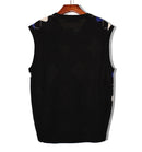 Golf Knickers: Men's Argyle Sweater Vest - Black/Royal/White Clothing