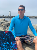 Ocean Blue long sleeve polo