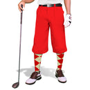 Golf Knickers: Mens 'Par 4' Cotton/Ramie Golf Knickers - Red Clothing