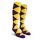 Golf Knickers: Ladies Over-The-Calf Argyle Socks - Purple/Yellow Socks