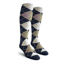 Golf Knickers: Men's Over-The-Calf Argyle Socks - Navy/Taupe/White Socks