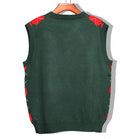 Golf Knickers: Men's Argyle Sweater Vest - Dark Green/Red Clothing