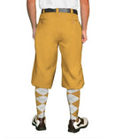 Golf Knickers: Mens 'Par 4' Cotton/Ramie Golf Knickers - Gold Clothing