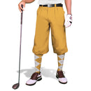 Golf Knickers: Mens 'Par 4' Cotton/Ramie Golf Knickers - Gold Clothing