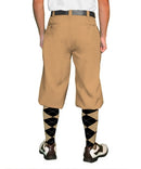 Golf Knickers: Mens 'Par 4' Cotton/Ramie Golf Knickers - Khaki Clothing