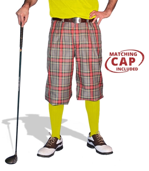 red, green,, yellow plaid golf knickers
