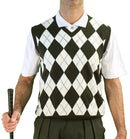 Golf Knickers: Men's Argyle Sweater Vest - Olive/White Clothing