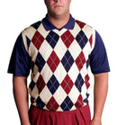 Golf Knickers: Men's Argyle Sweater Vest - Natural/Navy/Maroon Clothing
