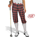 Golf Knickers: Ladies 'Par 5' Plaid Golf Knickers & Cap - Navy Stewart Clothing