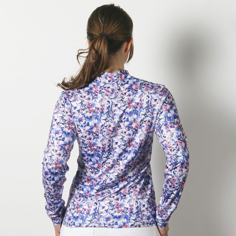 Daily Sports: Women's Ravenna Long Sleeve Polo Shirt - Blue Flower