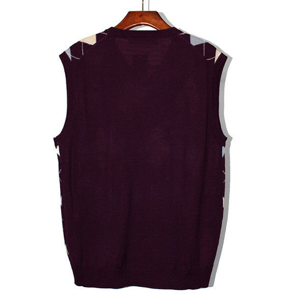 Purple/Lt Blue/White Argyle Sweater Vest