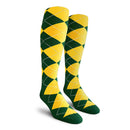Golf Knickers: Men's Over-The-Calf Argyle Socks - Dark Green/Yellow Socks