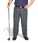 Golf Knickers: Mens 'Par 5' Cotton/Ramie Plaid Golf Trousers - Black Watch Clothing