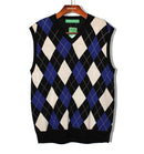Golf Knickers: Men's Argyle Sweater Vest - Black/Royal/White Clothing