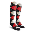 Golf Knickers: Men's Over-The-Calf Argyle Socks - Black/Red/White Socks
