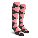 Golf Knickers: Men's Over-The-Calf Argyle Socks - Charcoal/Pink Socks