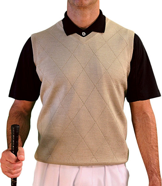 Golf Knickers: Men's Solid Sweater Vest - Khaki