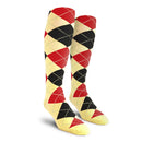 Golf Knickers: Ladies Over-The-Calf Argyle Socks - Natural/Black/Red Socks