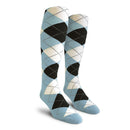Golf Knickers: Men's Over-The-Calf Argyle Socks - Light Blue/Black/White Socks