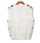 Golf Knickers: Men's Argyle Sweater Vest - White/Red/Black Clothing