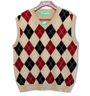 Golf Knickers: Men's Argyle Sweater Vest - Khaki/Black/Maroon Clothing