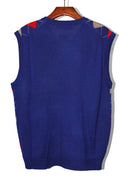 Golf Knickers: Men's Argyle Sweater Vest - Royal/Taupe/Red Clothing