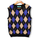 Golf Knickers: Men's Argyle Sweater Vest - Black/Royal/Khaki Clothing