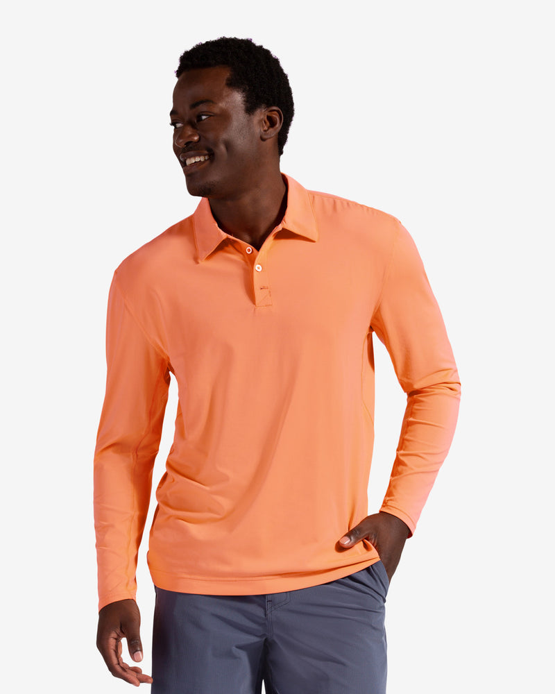 Tangerine long sleeve polo