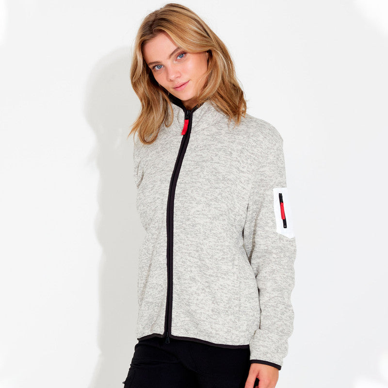 Daily Sports: Women's Sierre Knitted Fleece Jacket - Light Gray