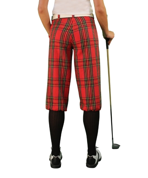 red, black, yellow plaid golf knickers