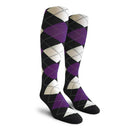 Golf Knickers: Men's Over-The-Calf Argyle Socks - Black/Purple/White Socks