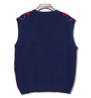 Golf Knickers: Men's Argyle Sweater Vest - Navy/Red Clothing