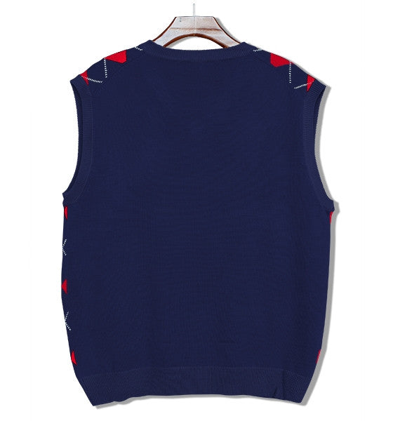 Navy/Red Argyle Sweater Vest