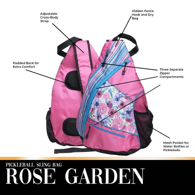 Glove It: Pickleball Sling Bag - Rose Garden