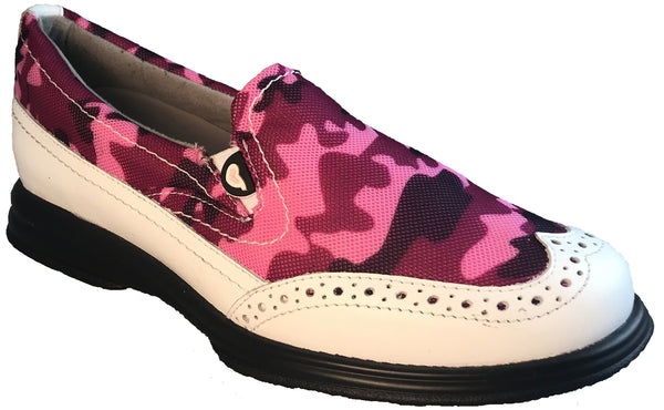 Sandbaggers: Women's Golf Shoes - Vanessa Pink Camo & White