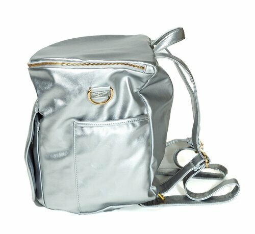 Sassy Caddy: Leather Back Pack - Metallic Silver