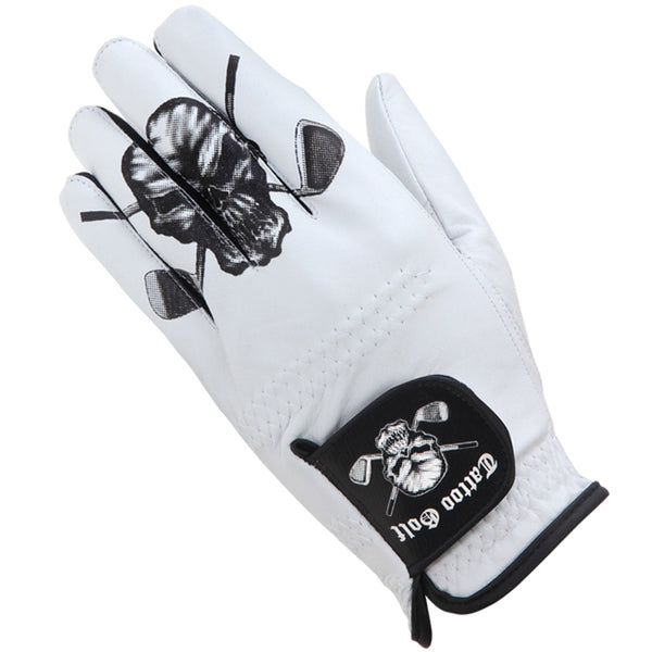 Tattoo Golf: Men's Left Hand Cabretta Leather Golf Glove - White