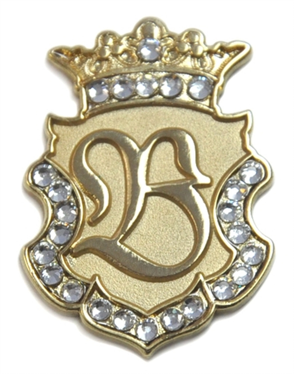Navika Crystal Ball Marker & Crown Clip - Gold Initial "B"